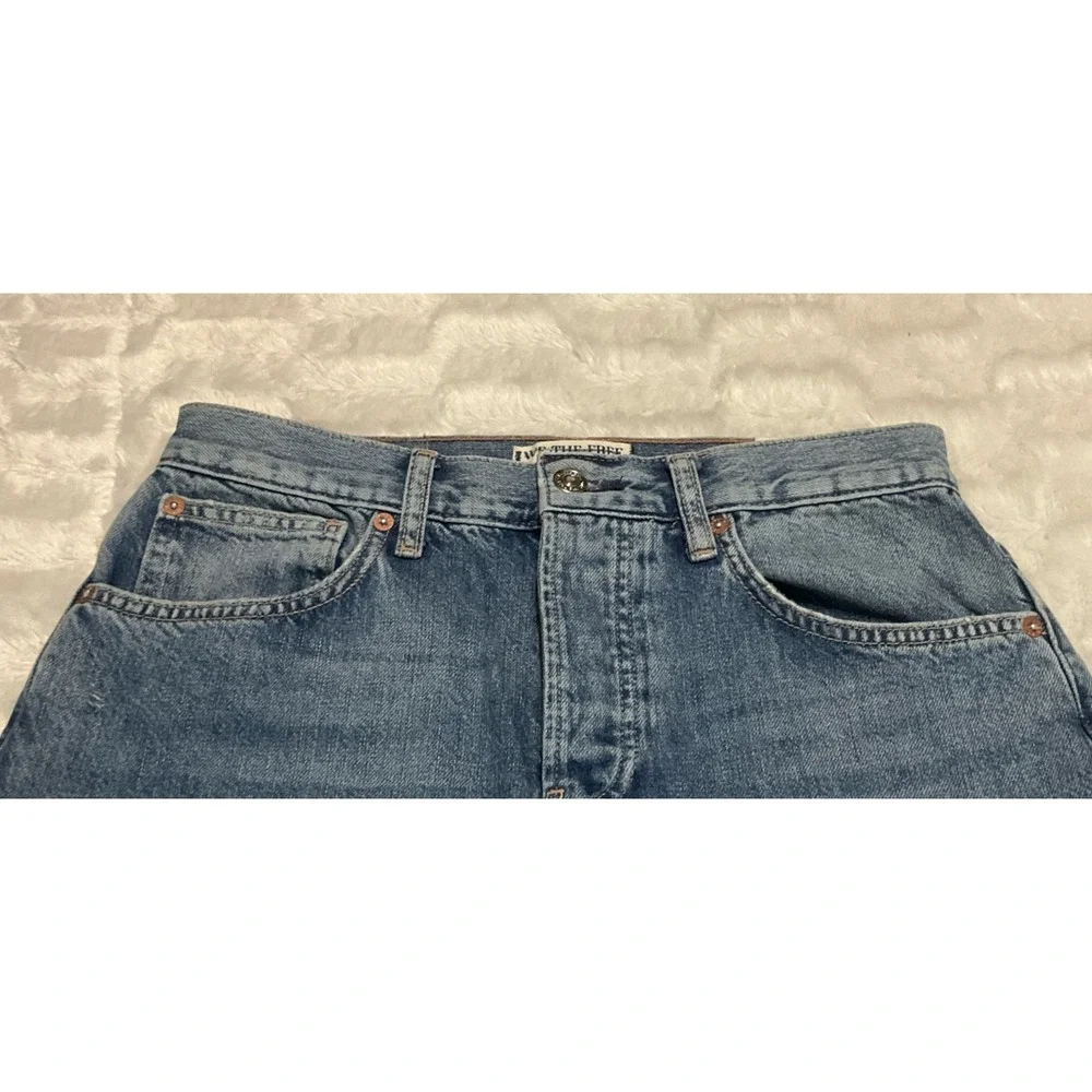 Free People We The Free Women's Size 28 Ripple Wide-Leg Pieced Cropped Jeans - Picture 7 of 16